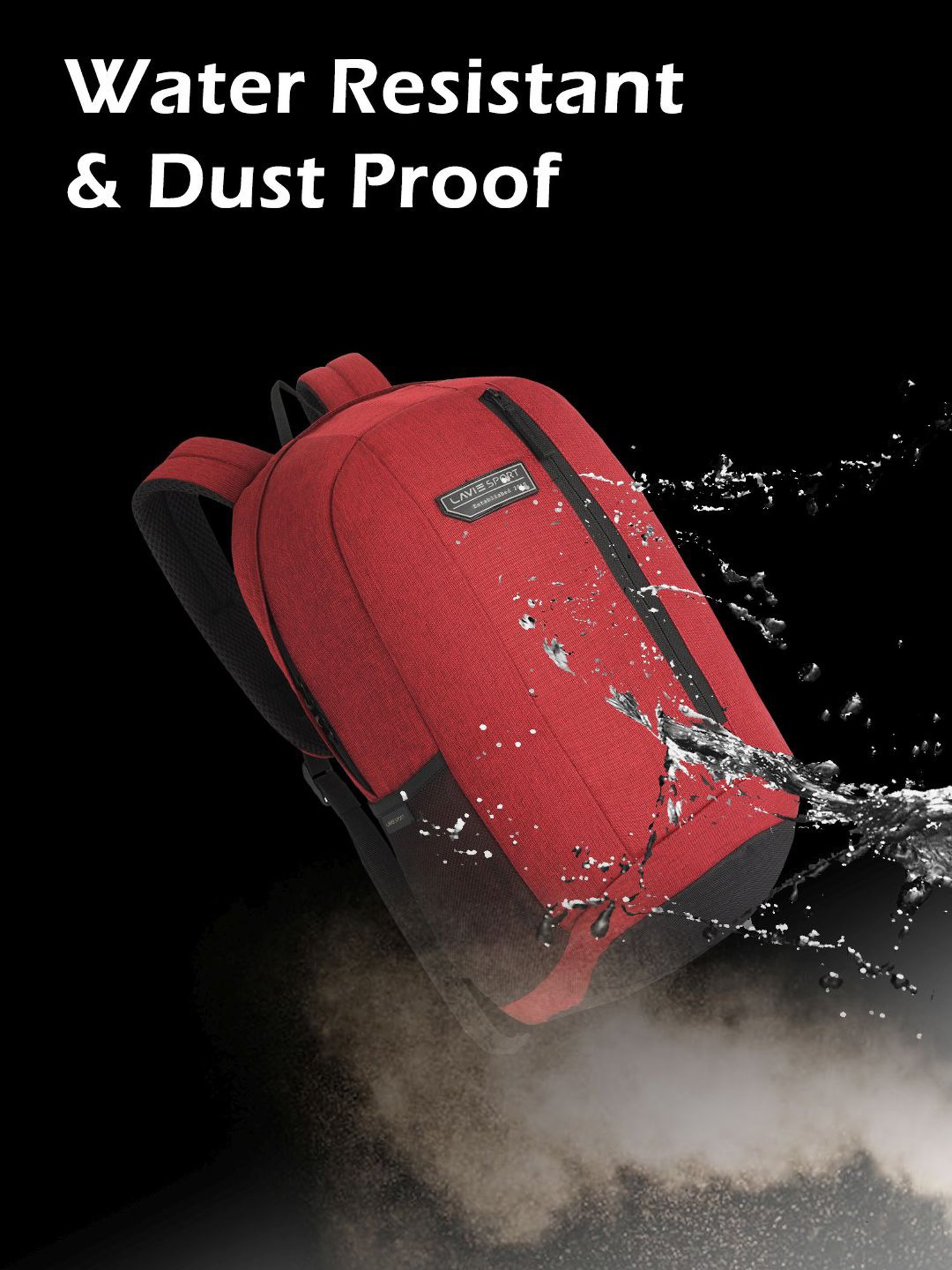 Lavie Sport Red Polyester Solid Backpack - 22 Ltrs