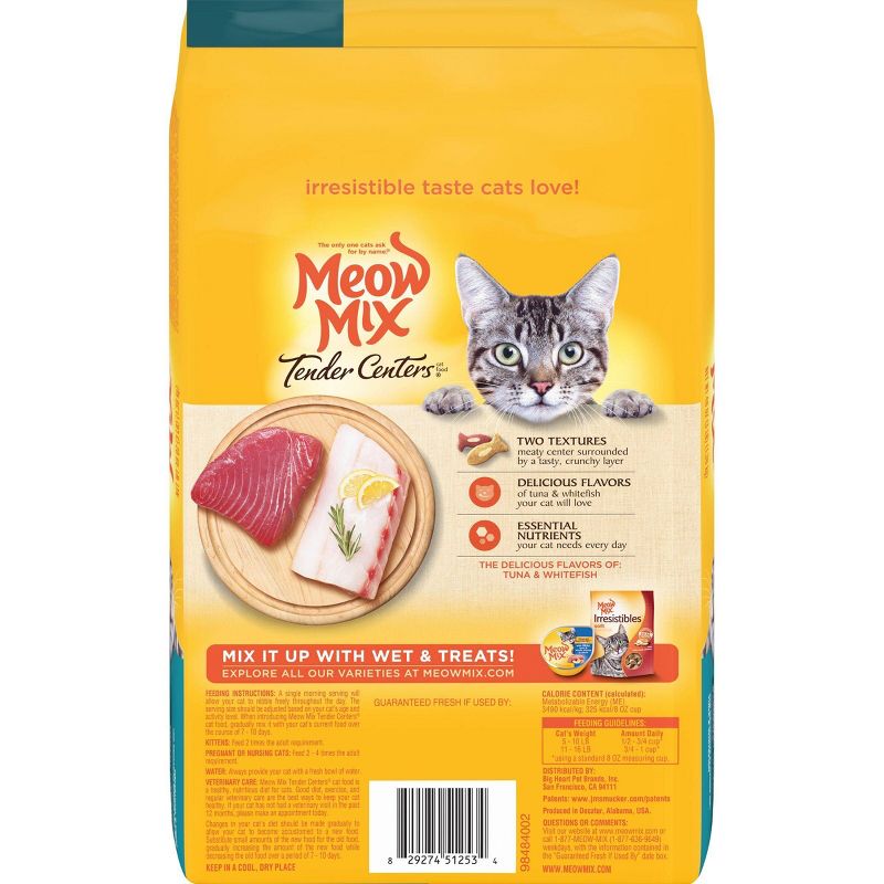Meow Mix Tender Centers with Flavors of Tuna & Whitefish Adult Complete & Balanced Dry Cat Food - 3lbs