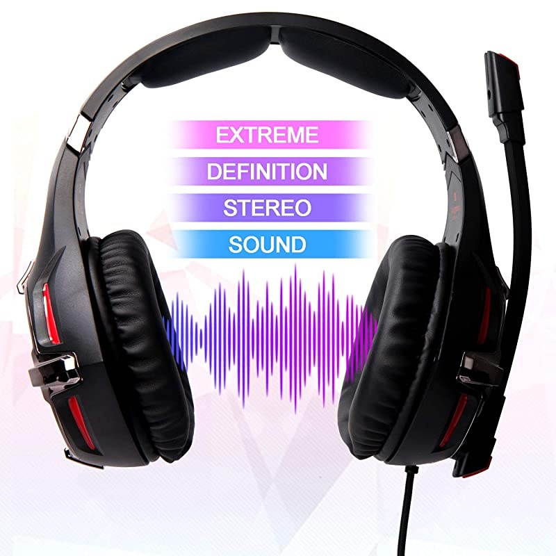 Headset Stereo Gaming Headset with Mic for PS4 PS5 One PC Mobile Switch 35mm Jack Noise Cancelling Gamer Headphones Lightweight Over Ear Headphones