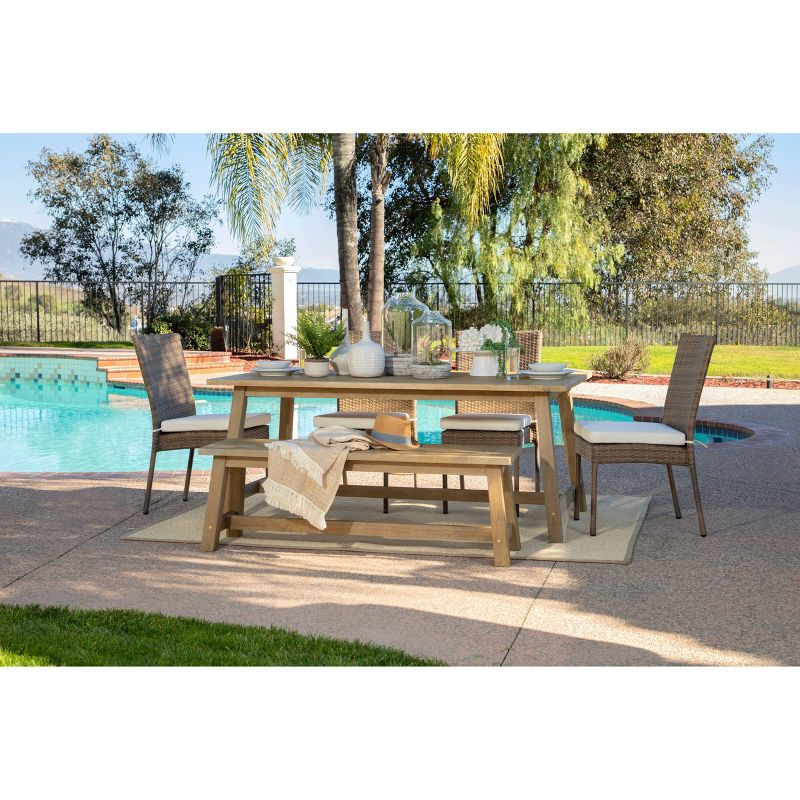 Sierra 6pc Outdoor Eucalyptus Wood Rectangular Dining Set - Natural - Coaster