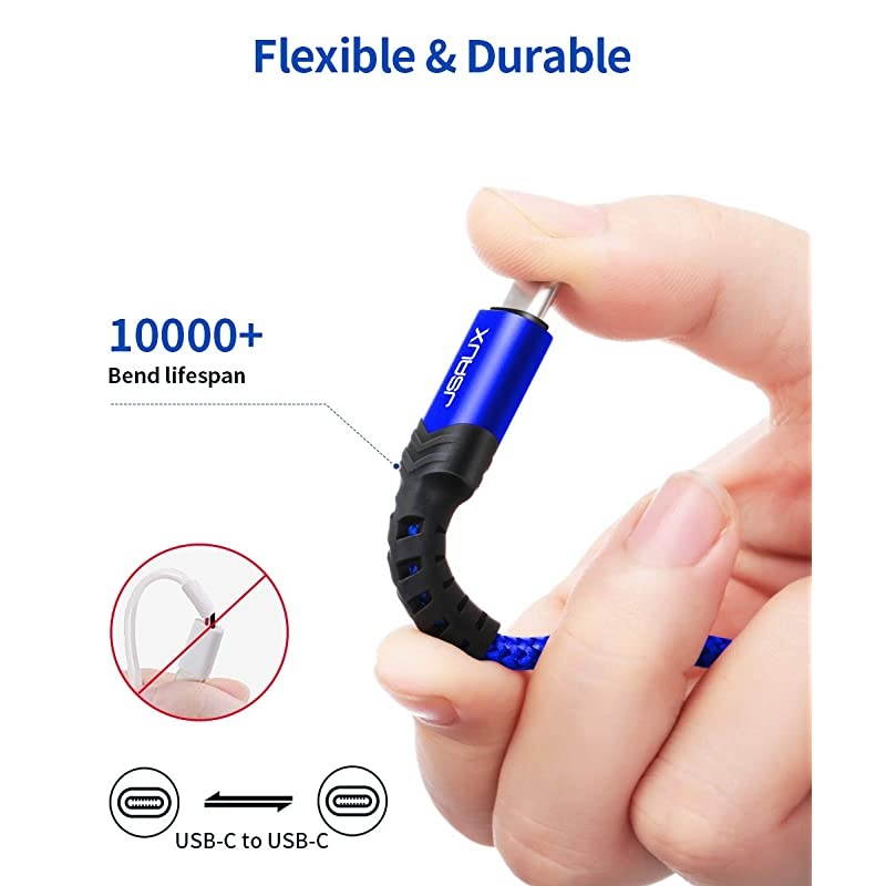 USB C to USB C 60W Cable 3Pack 03m+1m+2m USB Type C Charger Cord Compatible with Samsung Galaxy S20+ Note 20 Ultra Note 10+ MacBook AirPro 13 iPad Pro 20202018 Pixel 234 XL etcBlue