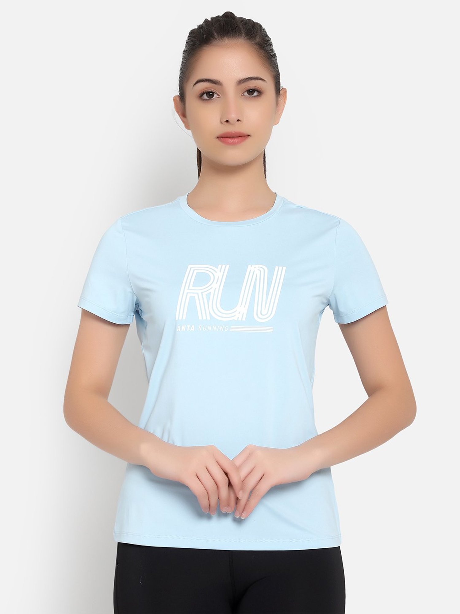 Anta Sky Blue Printed Sports T-Shirt