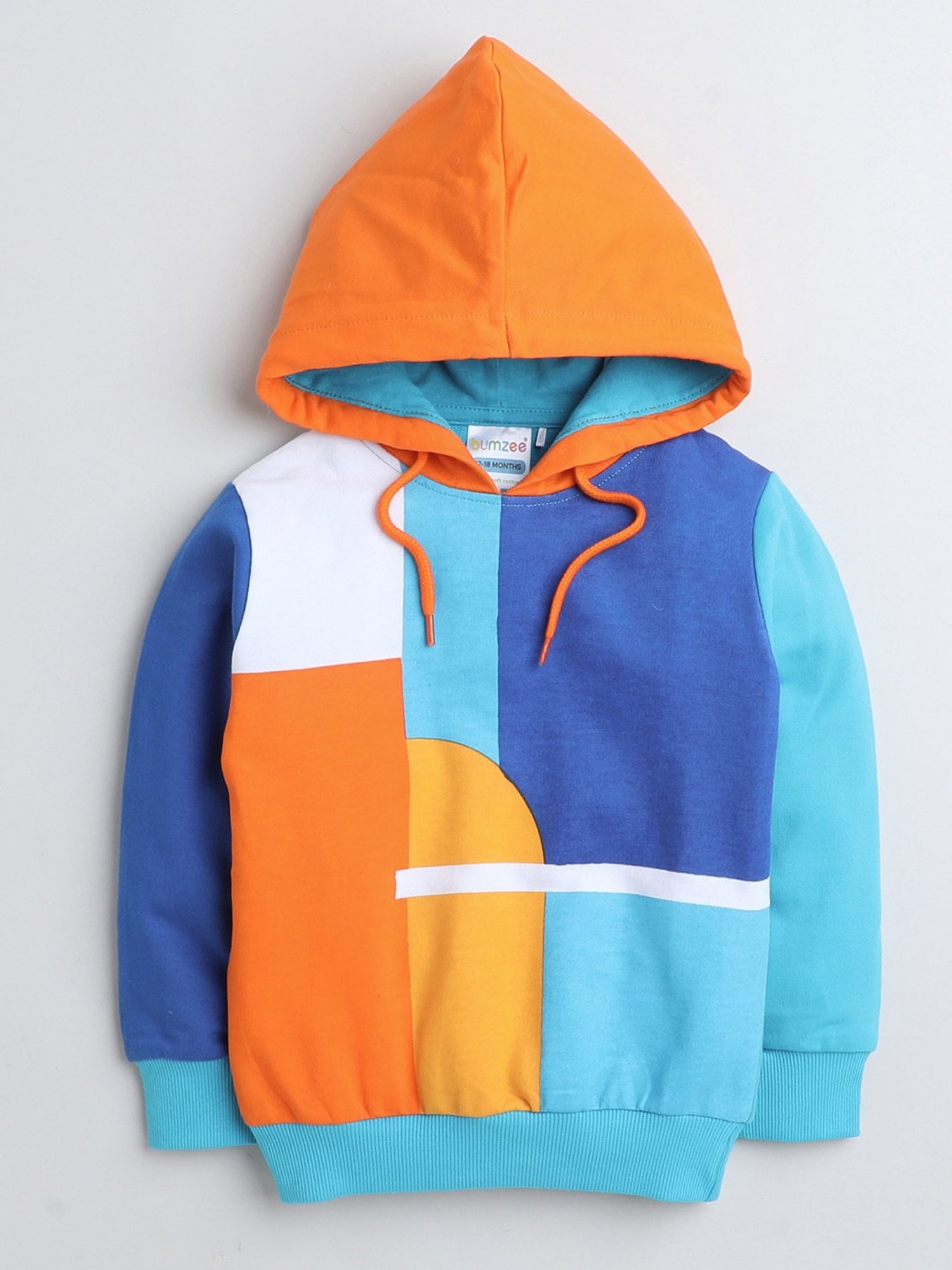 Bumzee Kids Multicolor Color Block Full Sleeves Sweatshirt