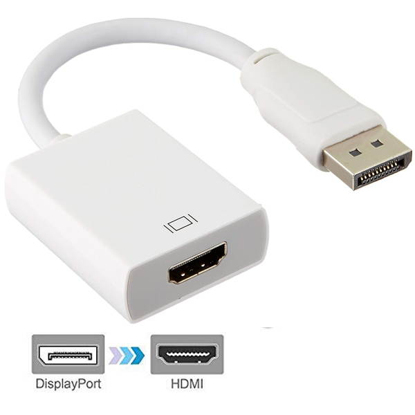 Wanmingtek DisplayPort to HDMI Adapter [Gold-Plated] Display Port to HDMI Adapter/DP to HDMI Adapter for HP, ThinkPad, AMD, NVIDIA, Desktop and More - Male to Female, White