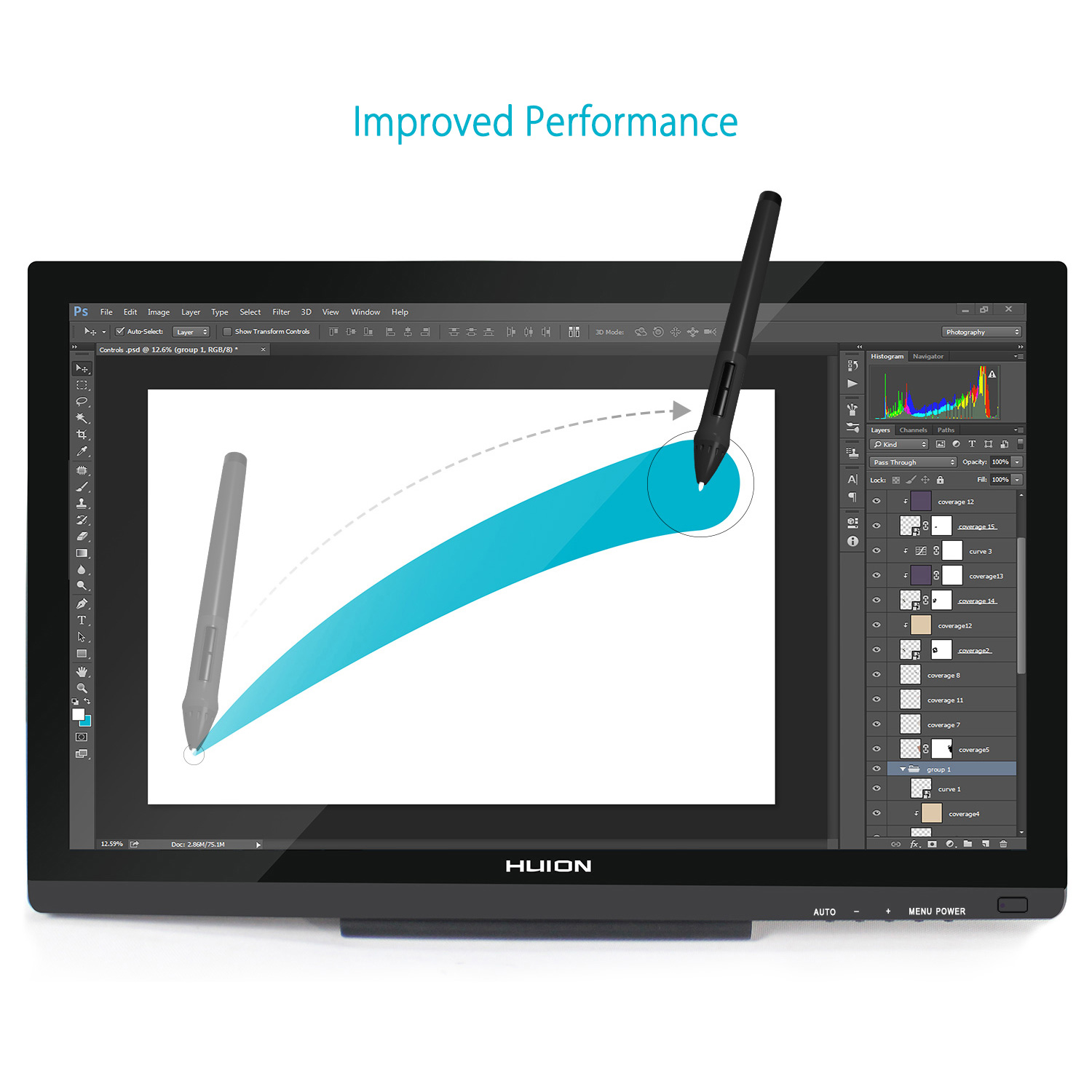 Huion KAMVAS GT-220 V2 with 8192 Pen Pressure Graphics Drawing Monitor Tablet Monitor 21.5 Inch HD 1920x1080 Pen Display-Black
