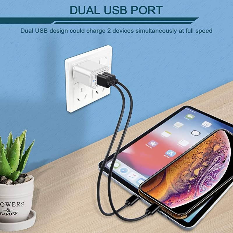 USB Charging Block  Dual Port Wall Charger USB Box Power Adapter Cube Charge Base USB Charger Plug Power Brick Compatible with Phone X 8 7 6 Samsung S9 S8 S7 LG ZTE Kindle and More