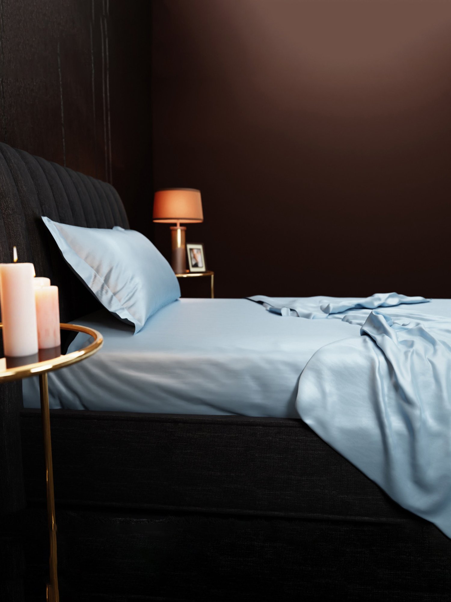 Stoa Paris Date Night Collection Dreamy Blue 300 TC Polyester Single Bedsheet with Pillow Cover