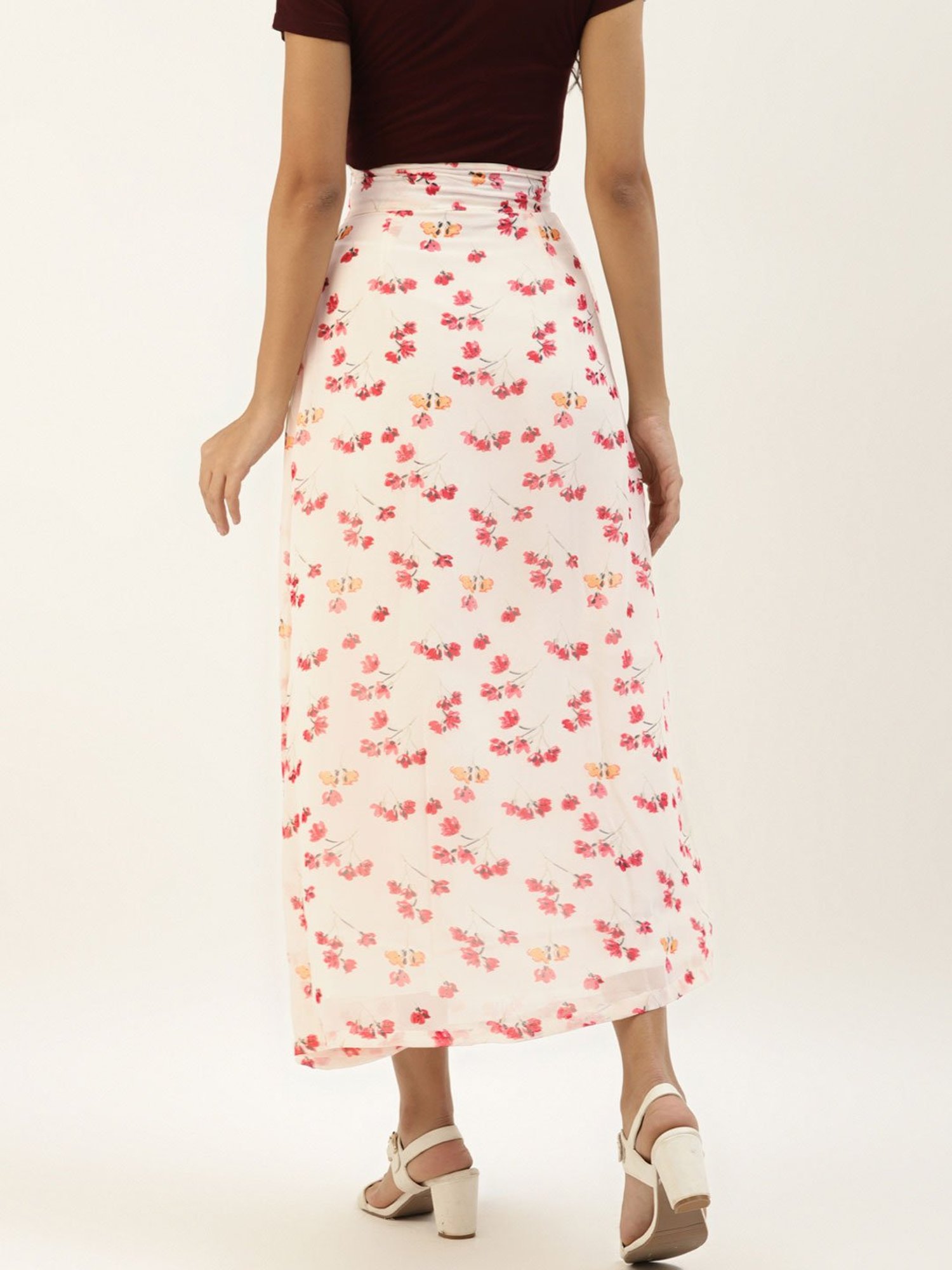 Belle Fille White Floral Print Skirt
