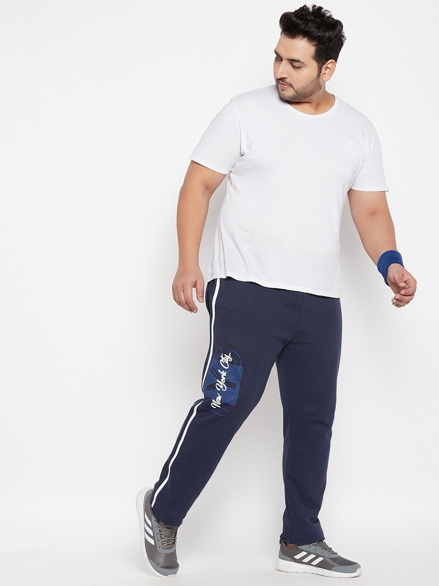 Bigbanana Navy Cotton Regular Fit Printed Trackpants