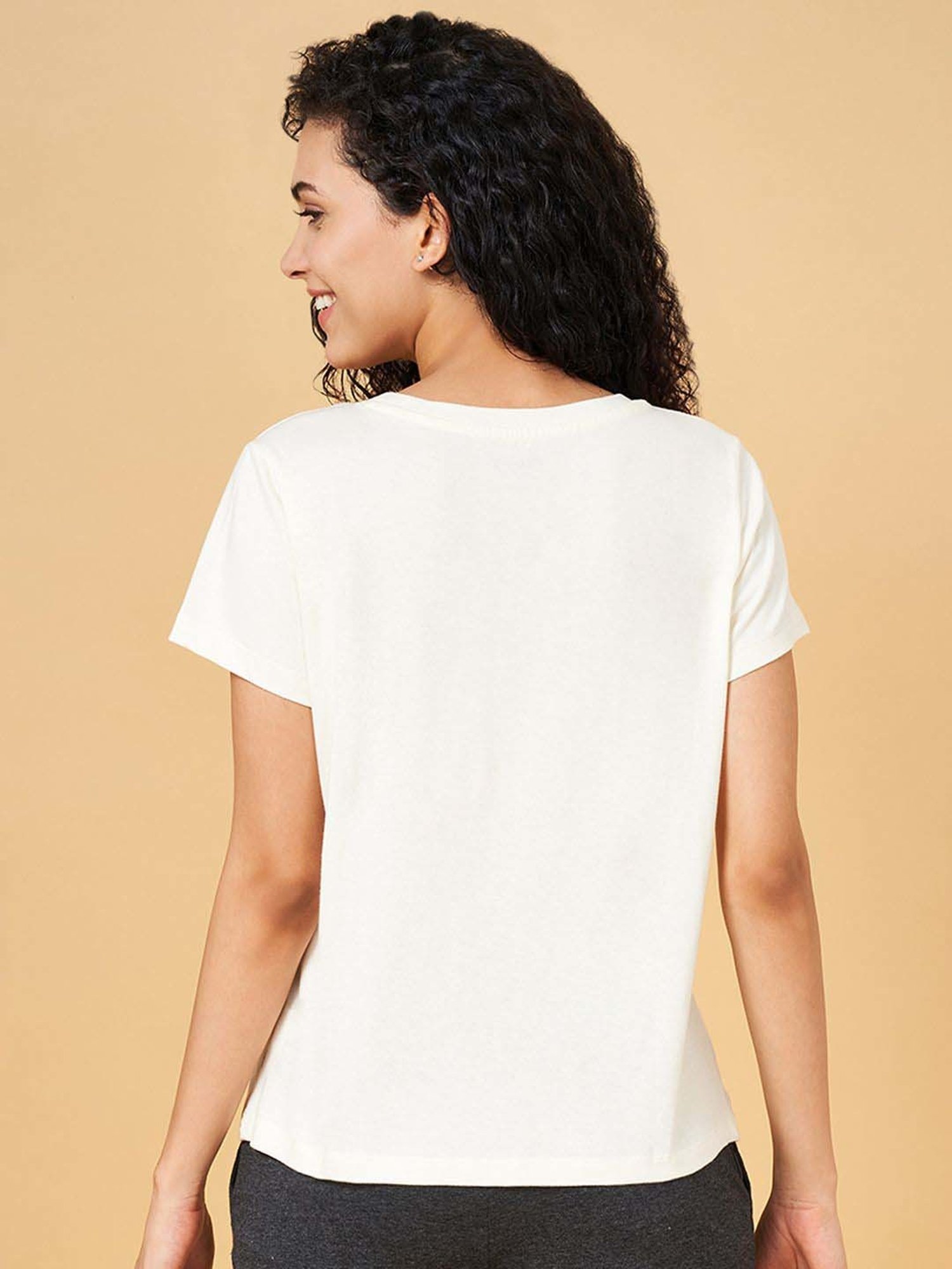 Dreamz by Pantaloons Off-White Cotton Graphic Print T-Shirt