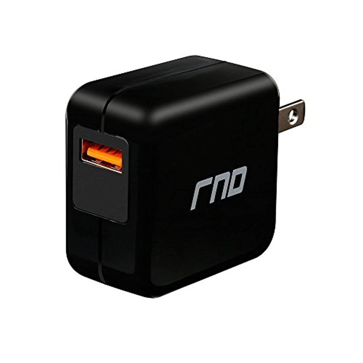 RND QC3.0 Quick Charge Compatible USB AC/Wall Charger (QC2.0 Compatible) with Foldable Plug Google (Pixel, XL), Samsung Galaxy (S10, S10 Plus, S10e, S9, S9 Plus, S8, S8 Plus, Note), LG, More (Black)