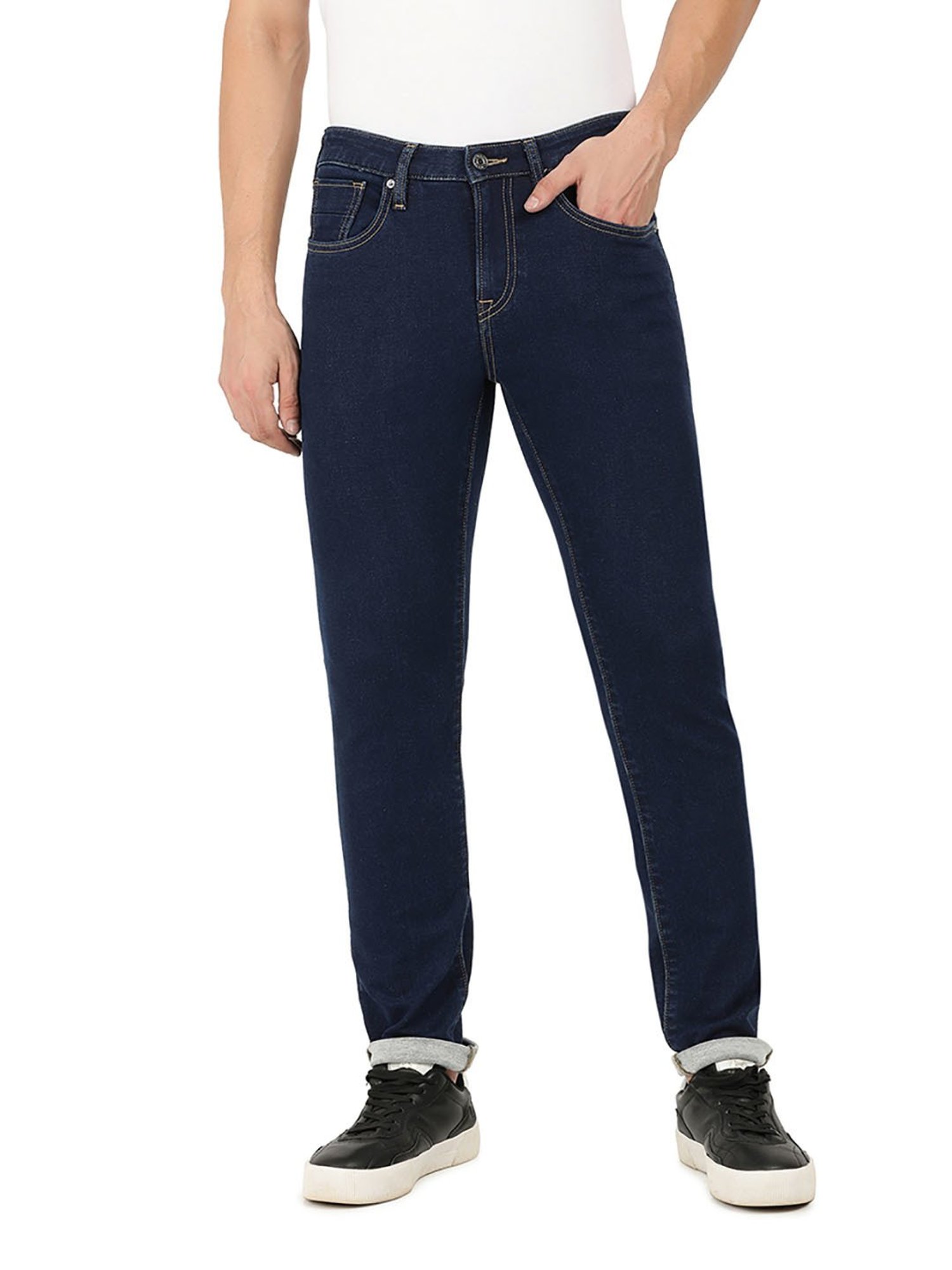 EVERBLUE Blue Comfort Slim Midrise Stretchable Jeans