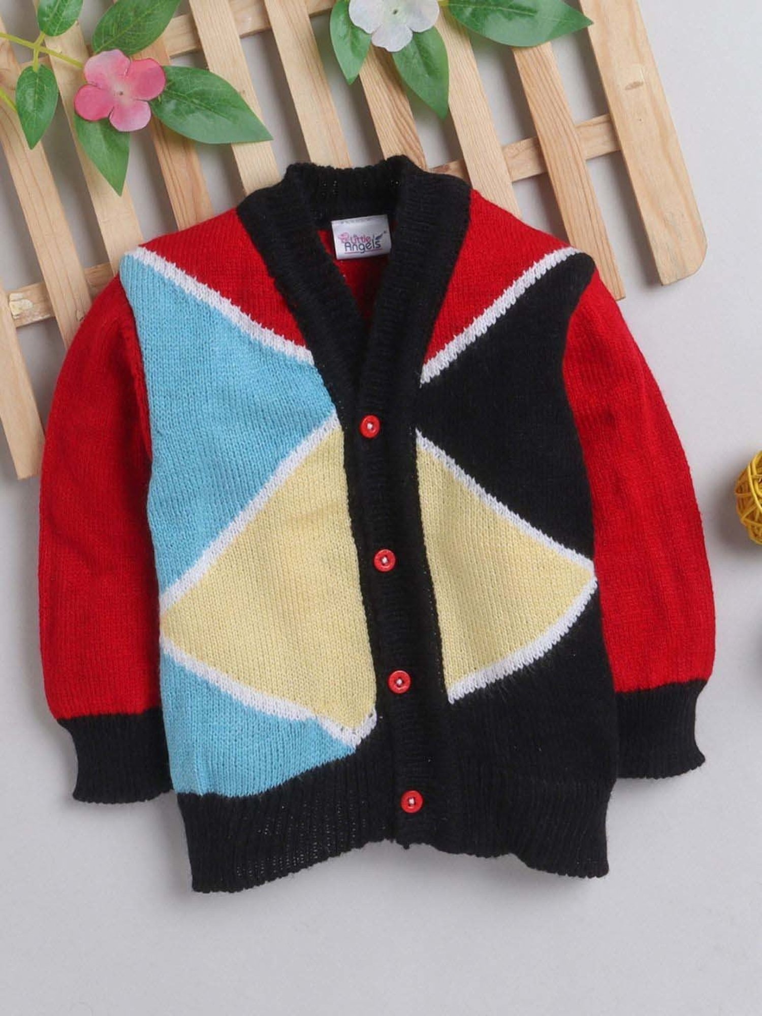 Little Angels Kids Multicolor Printed Full Sleeves Cardigan
