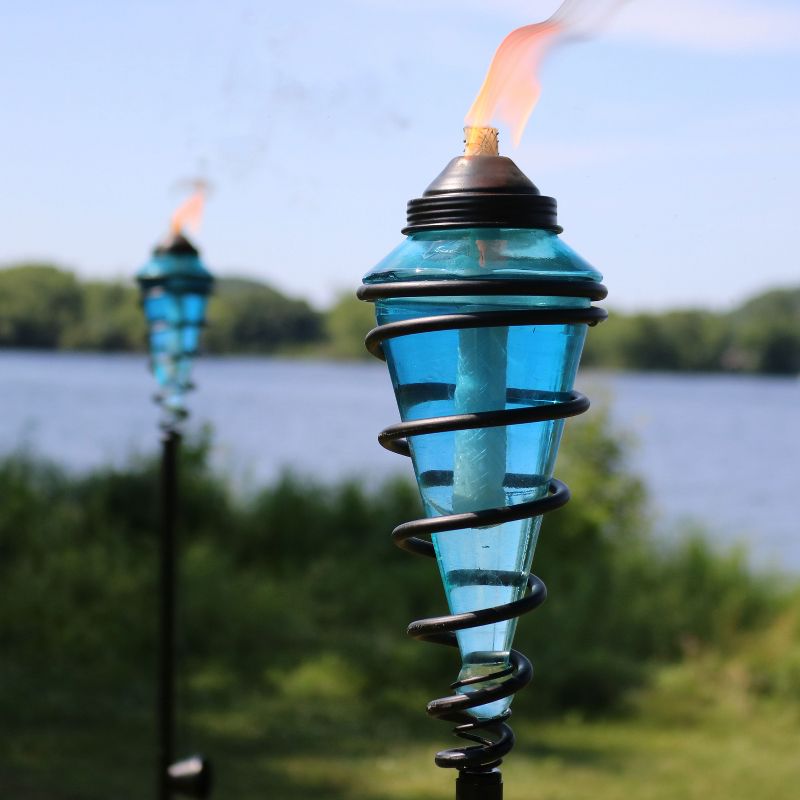 5.5" Petite Lantern Metal Table Torch Black - TIKI