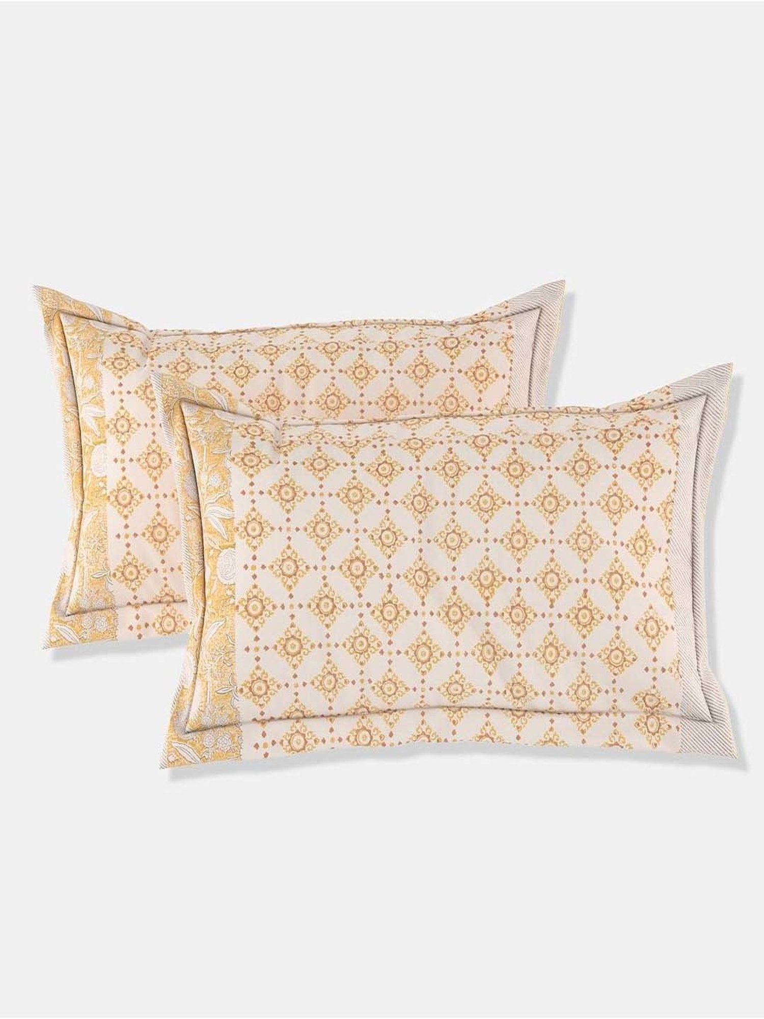 Fabindia Yellow Cotton 180 TC Single Bed Sheet With Pillow Cover