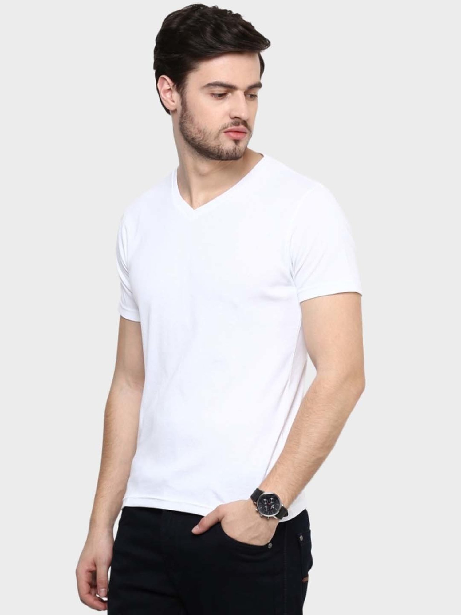 BOSSINI White Cotton Regular Fit T-Shirt