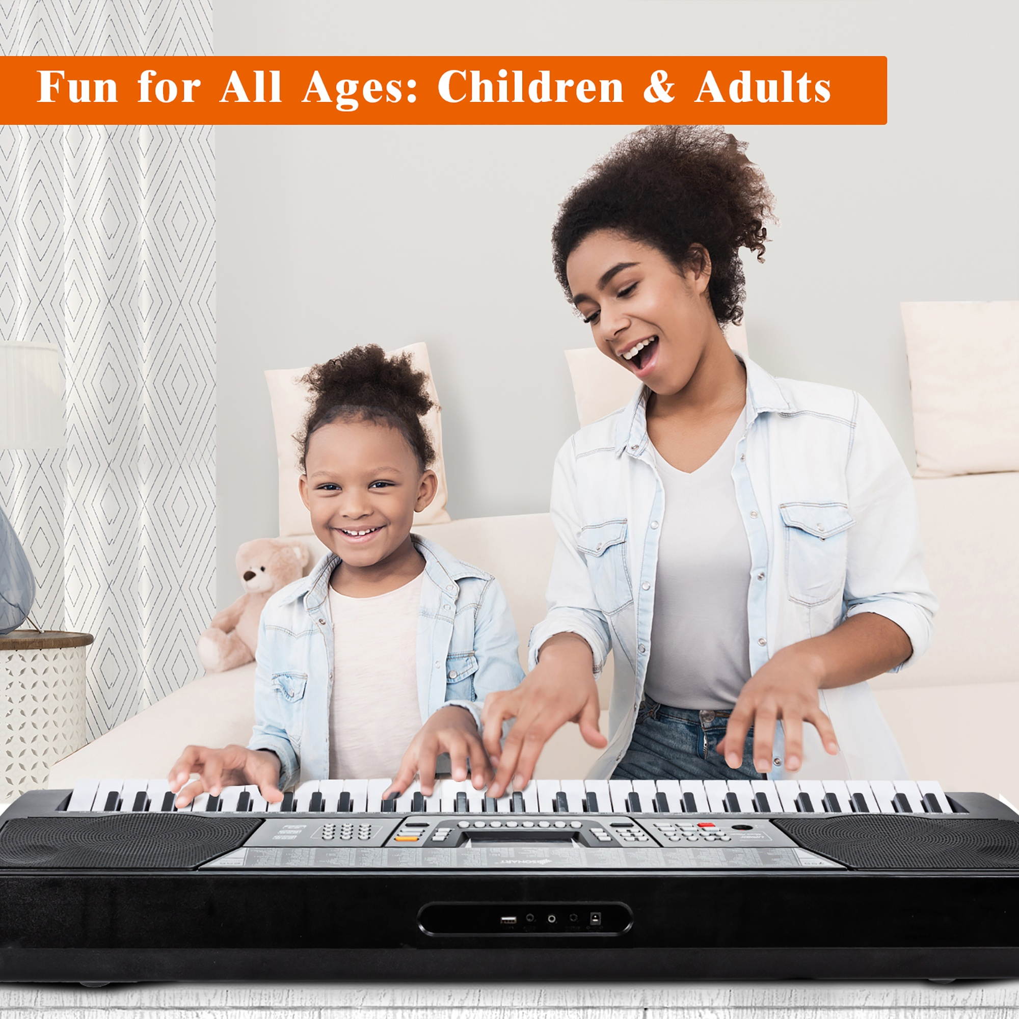 Costway 61-Key Electronic Keyboard Piano Set w/Stand Bench Headphones Microphone