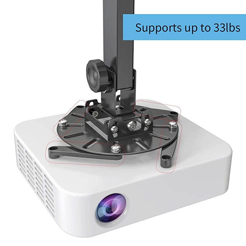 Universal Projector Ceiling Mount Wall Mount Bracket with Extendable Pole Length 165quot252quotHold up to 33lbsBlackTwo Different Install Ways