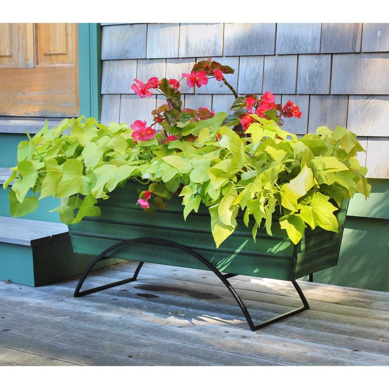 35.25" Large Galvanized Steel Flower Box with Odette Stand Green - ACHLA Designs