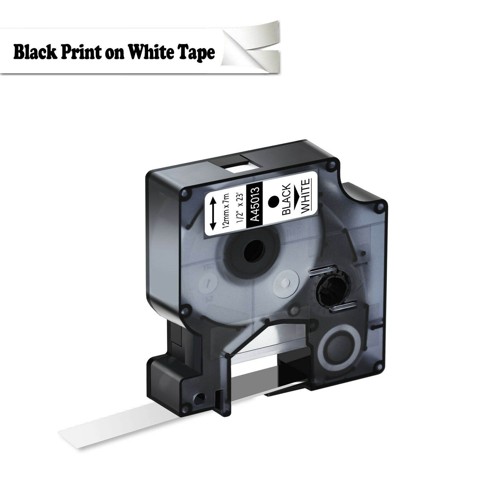 2 PK For Dymo D1 LabelManager Label Black on White Labeling Tape 45013 1/2"