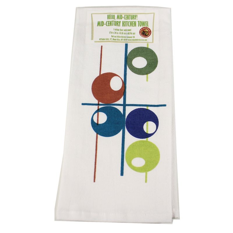Tabletop 24.0" Mid Century Modern Towels Set/3 100% Cotton Kitchen Clean Up Red And White Kitchen Company  -  Kitchen Towel