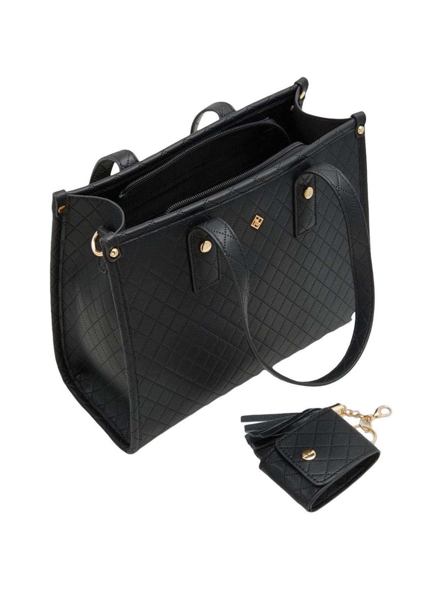 Call It Spring Black Textured Shoulder Handbag With Coin Case