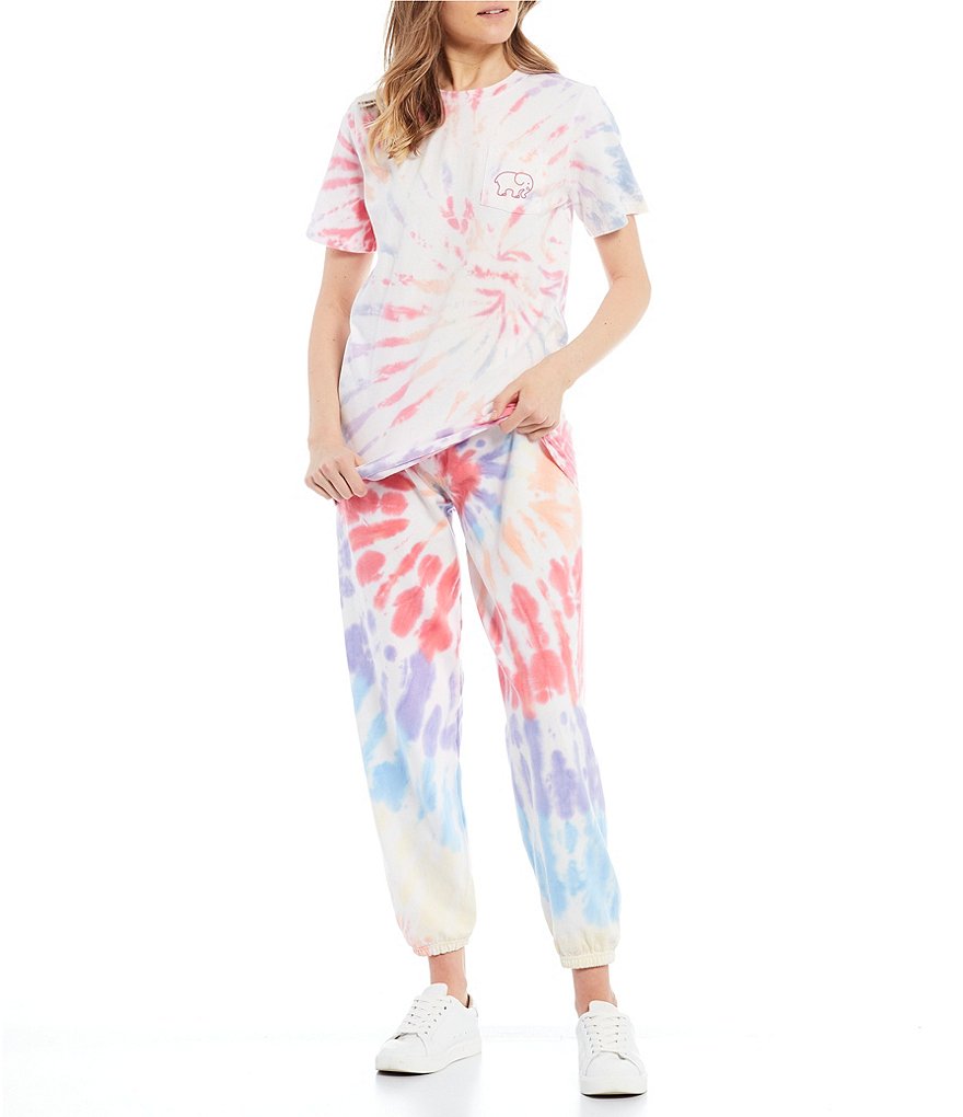 Ivory Ella Coordinating Short Sleeve Tie-Dye Graphic Print Tee