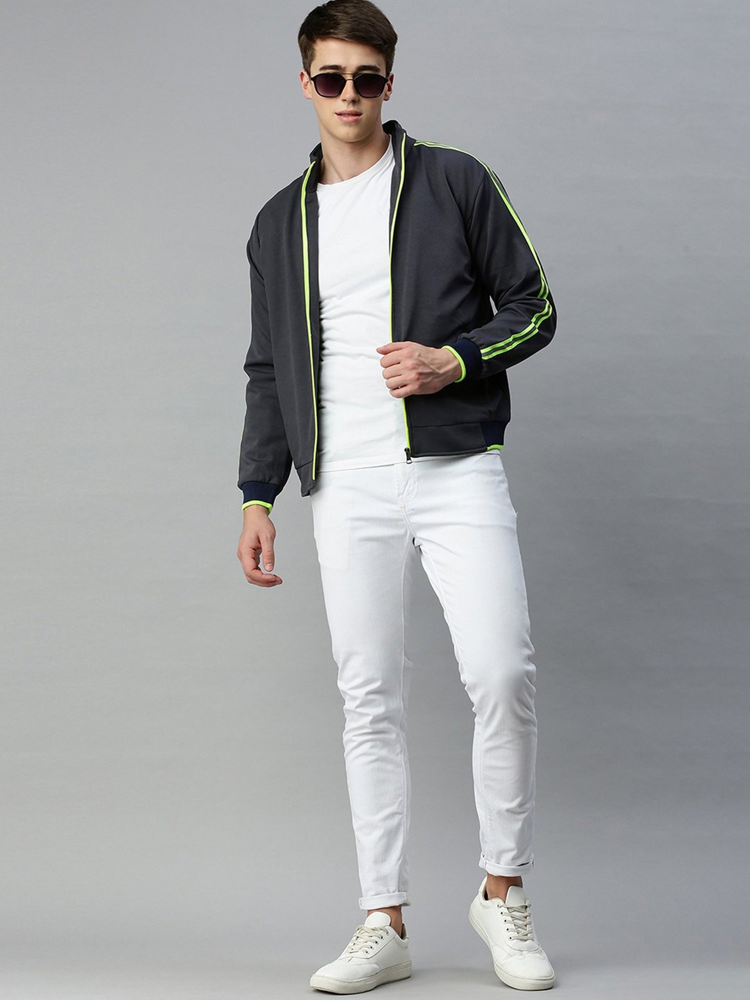 VOXATI Grey Regular Fit High Neck Jacket