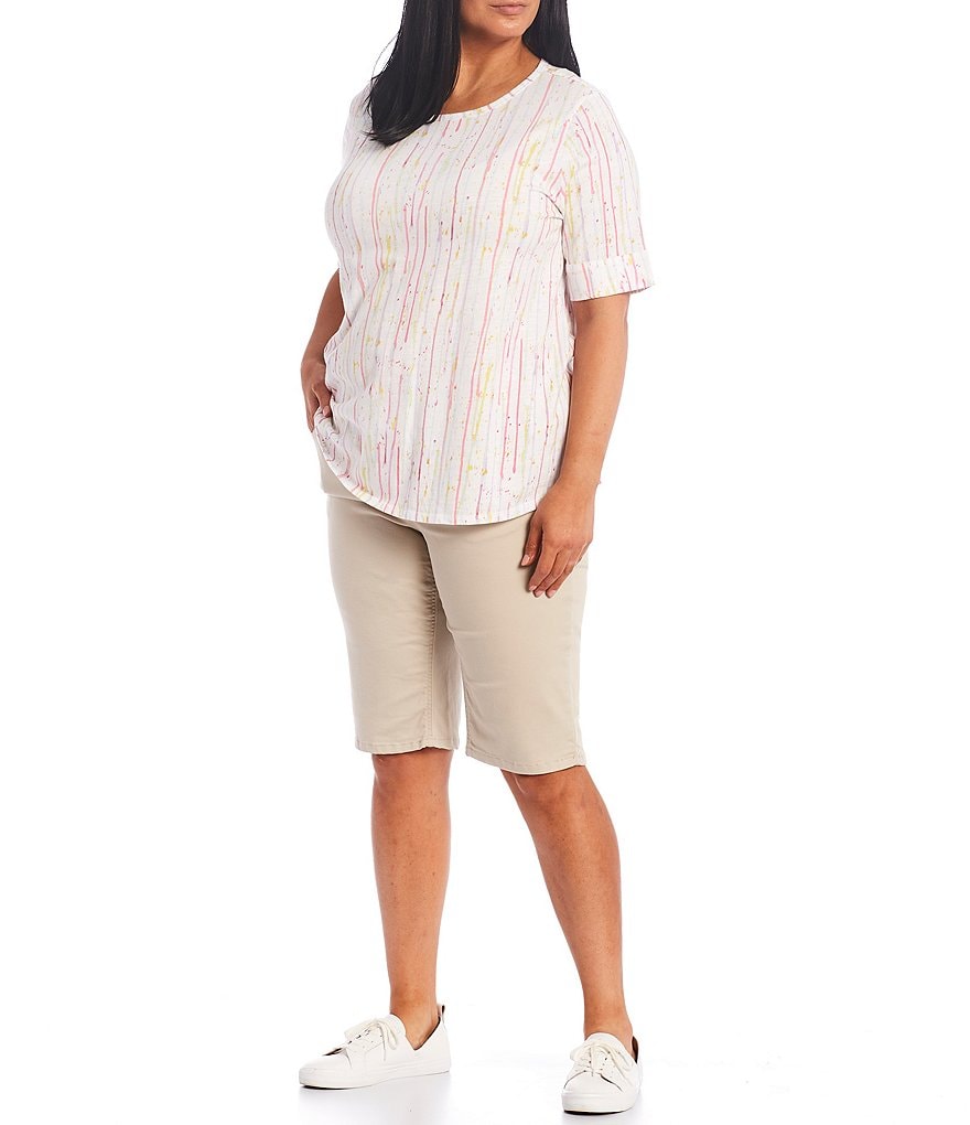 Westbound Plus Size Drip Design Short Sleeve Crew Neck Cotton Blend Tee