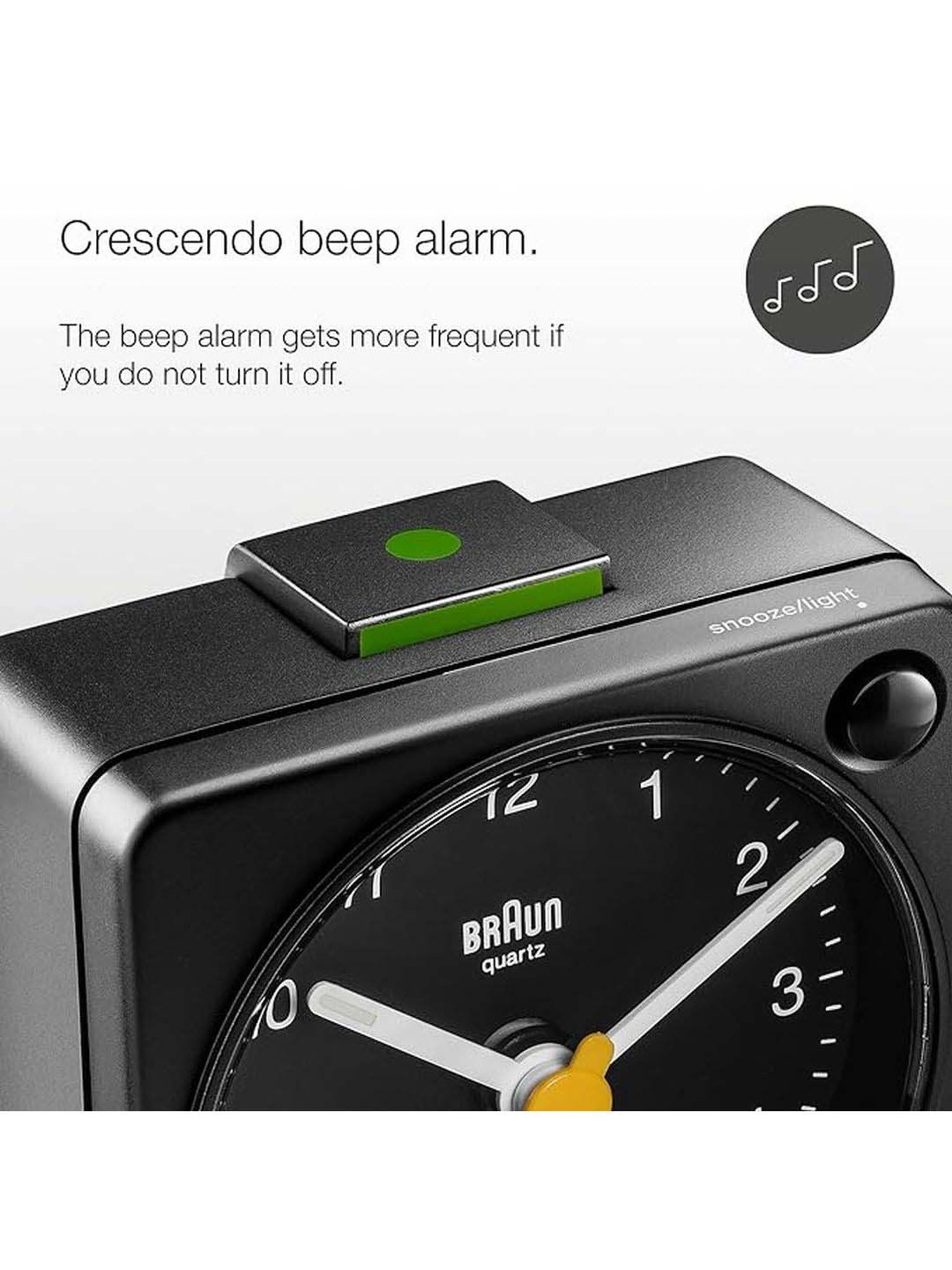 Braun Black Classic Travel Analog Alarm Clock