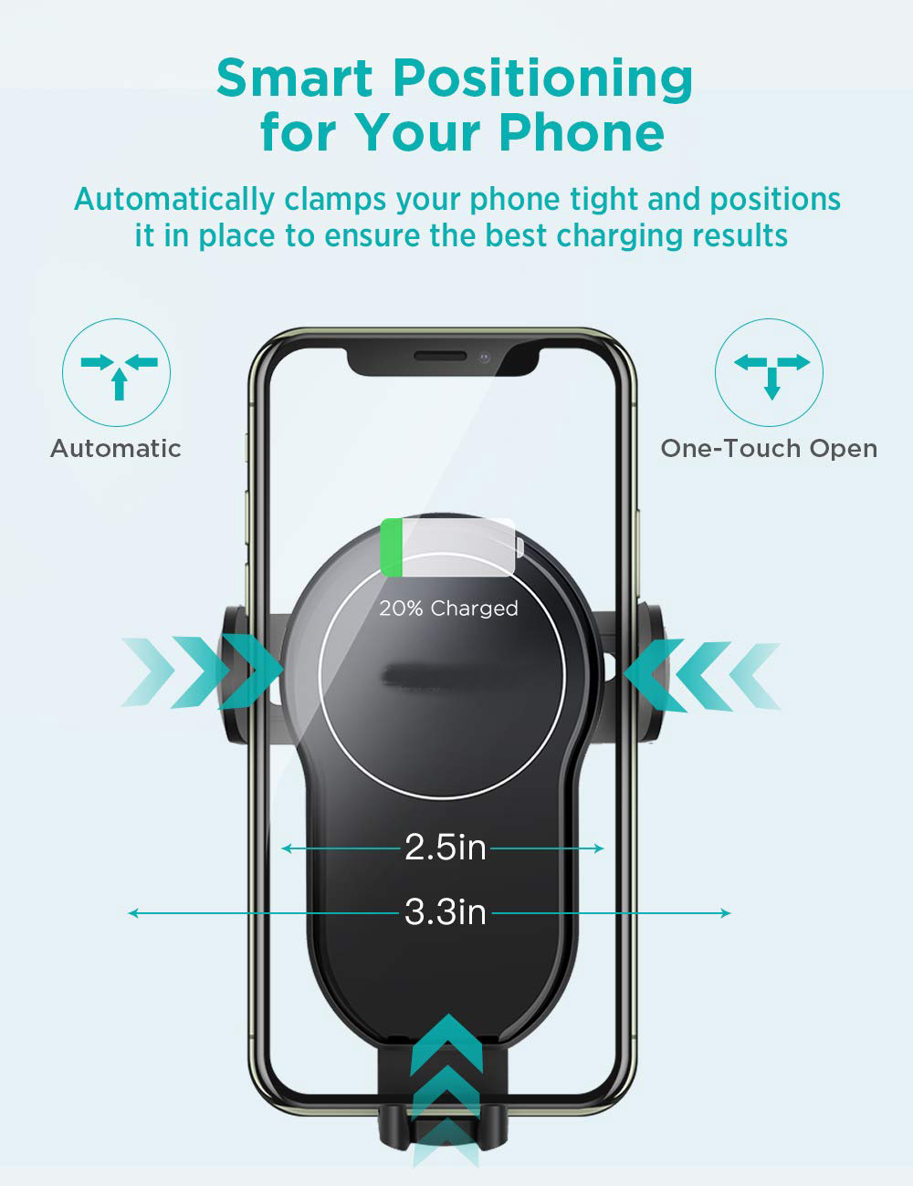 Hannord Wireless Car Charger,15W Qi Fast Charging Car Mount Charger Auto-Clamping Smart Positioning Air Vent Phone Holder Compatible with iPhone11/11Pro/11Pro Max/XS/XR/X/8/8+,SamsungS10/S10+/S9/S8