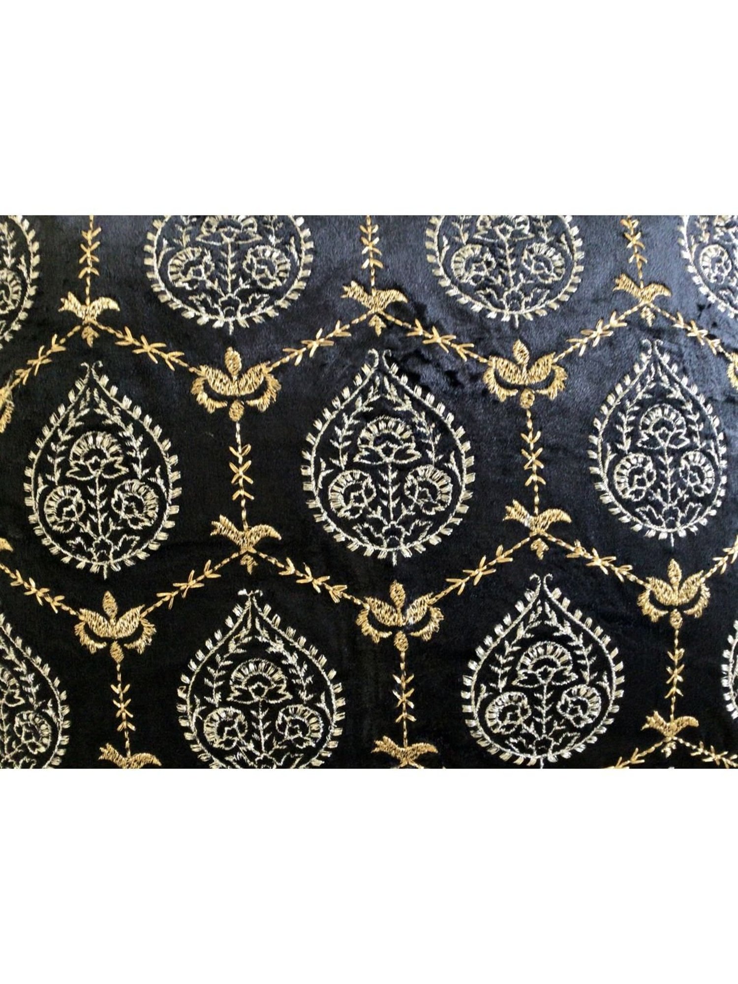 TARA Sparkling Homes Blue Embroidered Luxury Velvet Cushion Cover - Set of 1