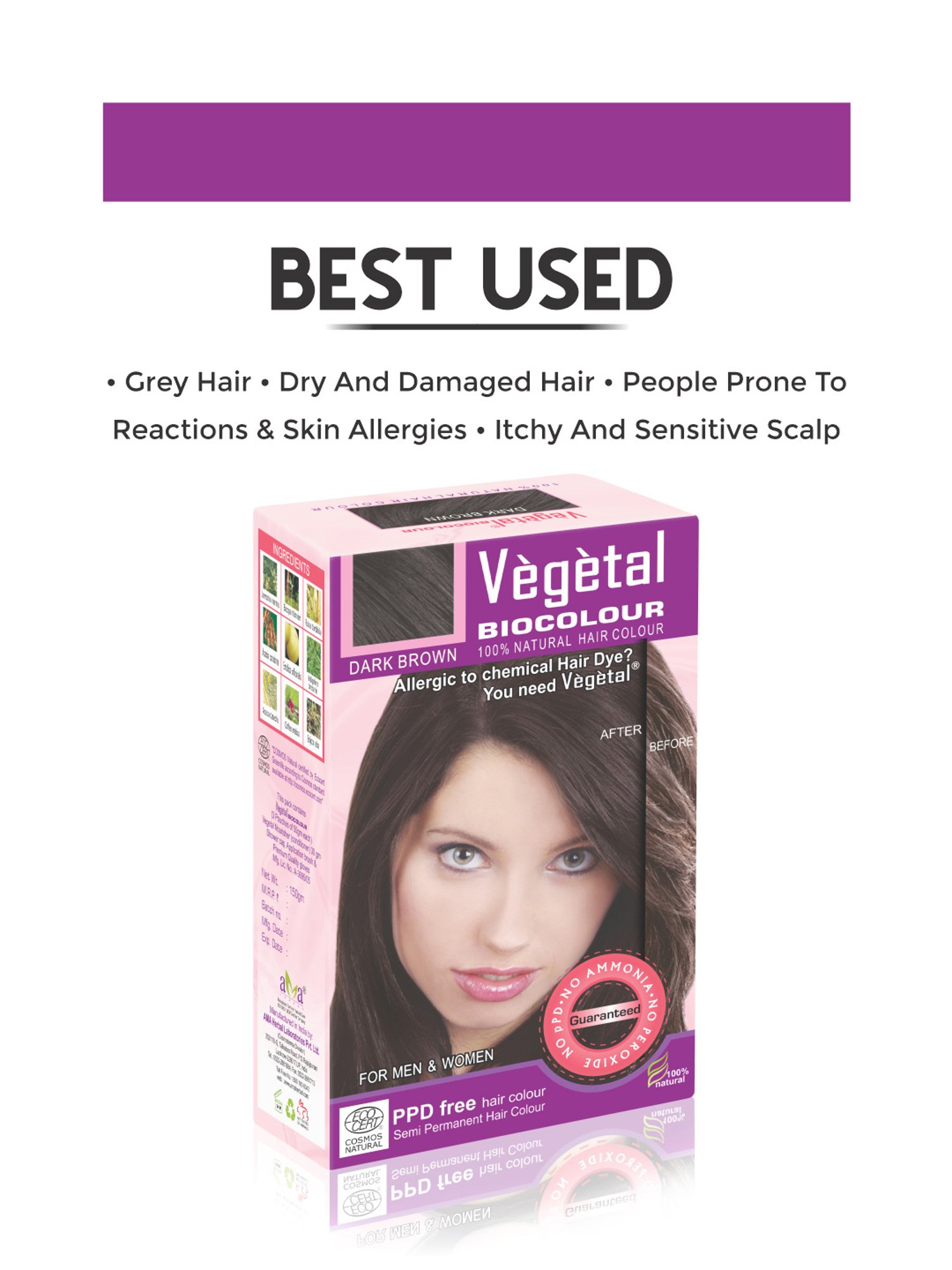 Vegetal Hair Bio Color Dark Brown - 150 gm