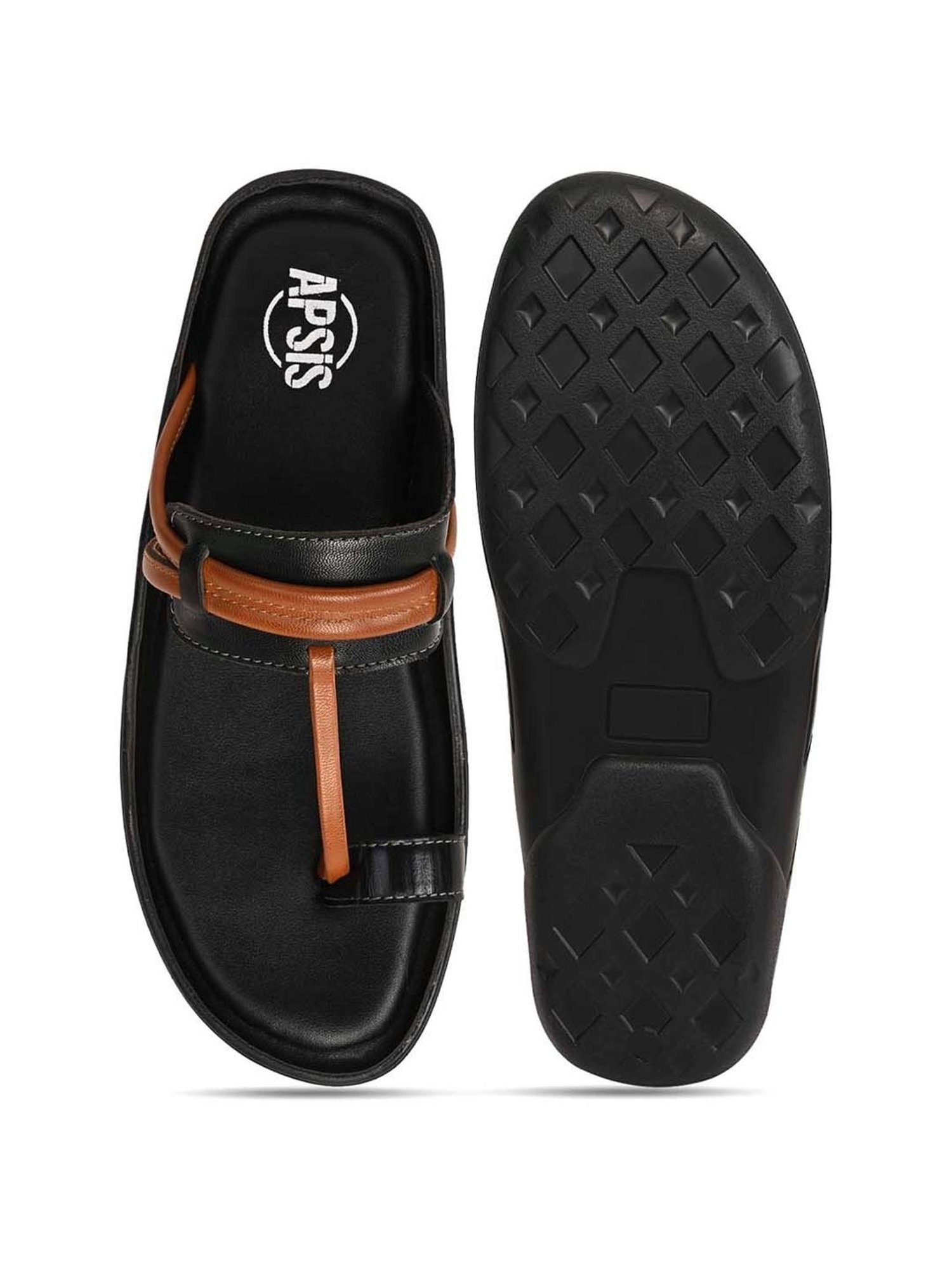 Apsis Men's Black Toe Ring Sandals