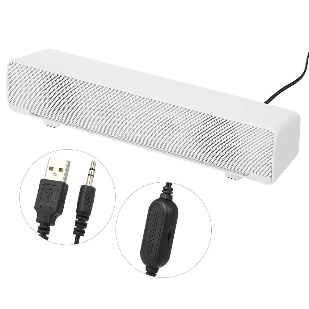 SADA V-196 USB Wired Computer Speaker Bar Stereo Subwoofer Powerful Music Player Bass Surround Sound Box 3.5mm Audio Input for PC Laptop Smartphone Tablet MP3 MP4