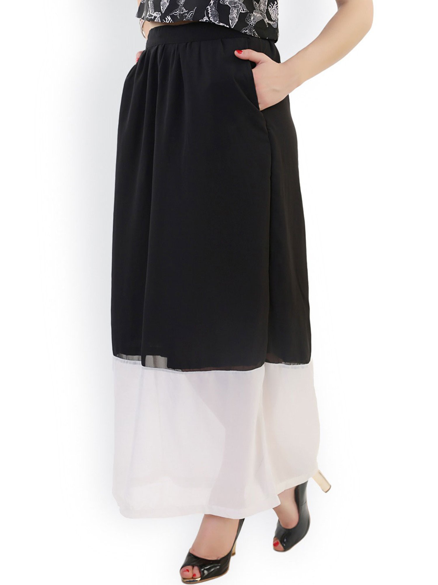 Belle Fille Black & White Maxi Skirt