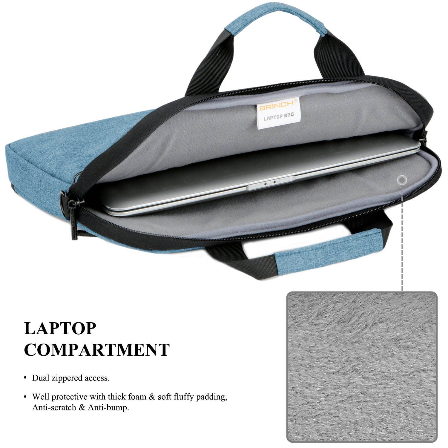 BRINCH 15.6 Inch Laptop Shoulder Bag,Classic Lightweight Slim Portable Laptop Messenger Sleeve Case for Work / Travel,Fits 15 - 15.6 Inches Laptop / Notebook / MacBook / Ultrabook Computer,Black