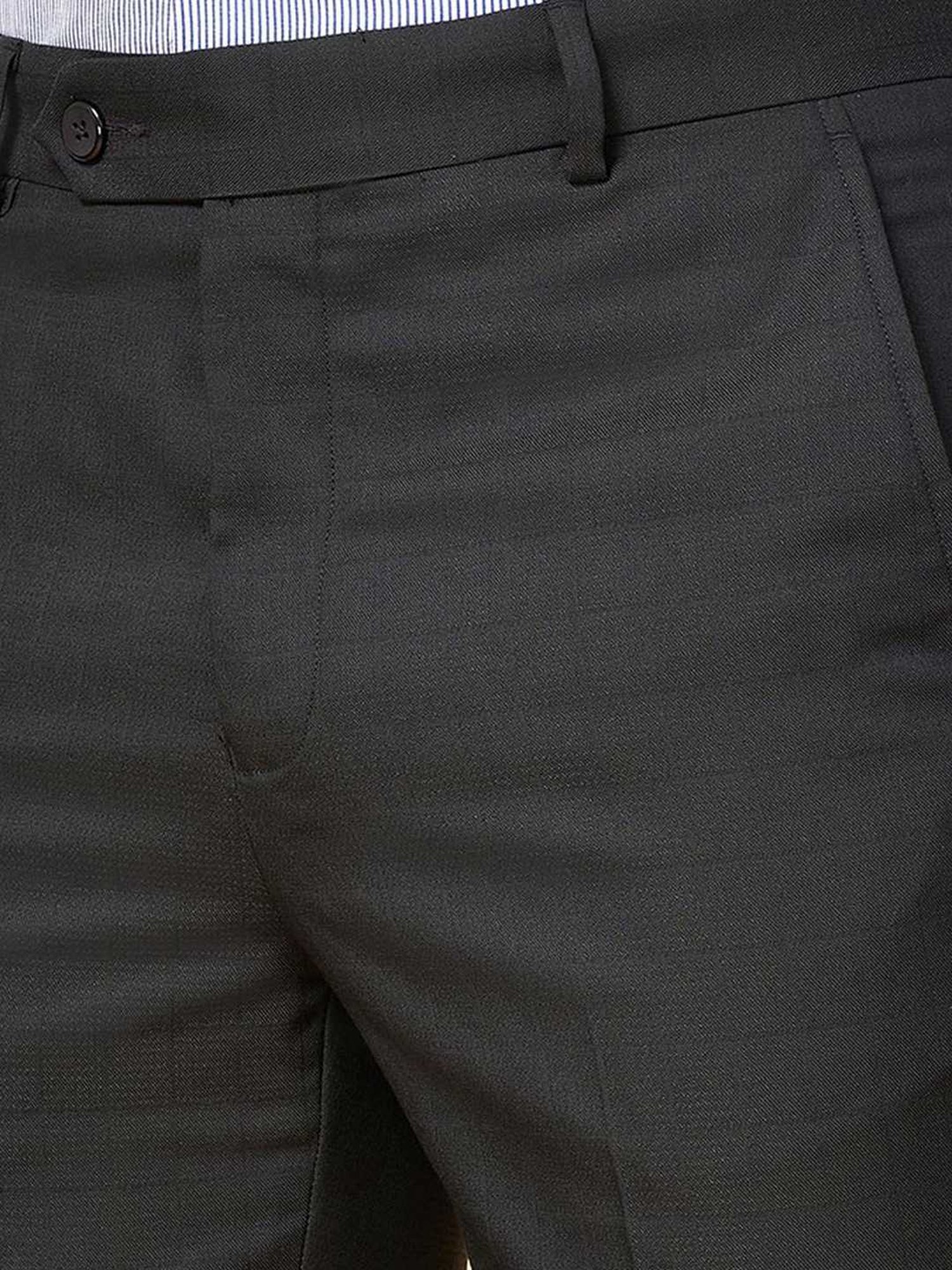 Byford by Pantaloons Black Slim Fit Self Pattern Trousers