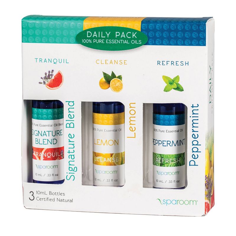 3pk 10ml Sparoom Daily Pack 100% Essential Oil Signature Blend, Lemon & Peppermint
