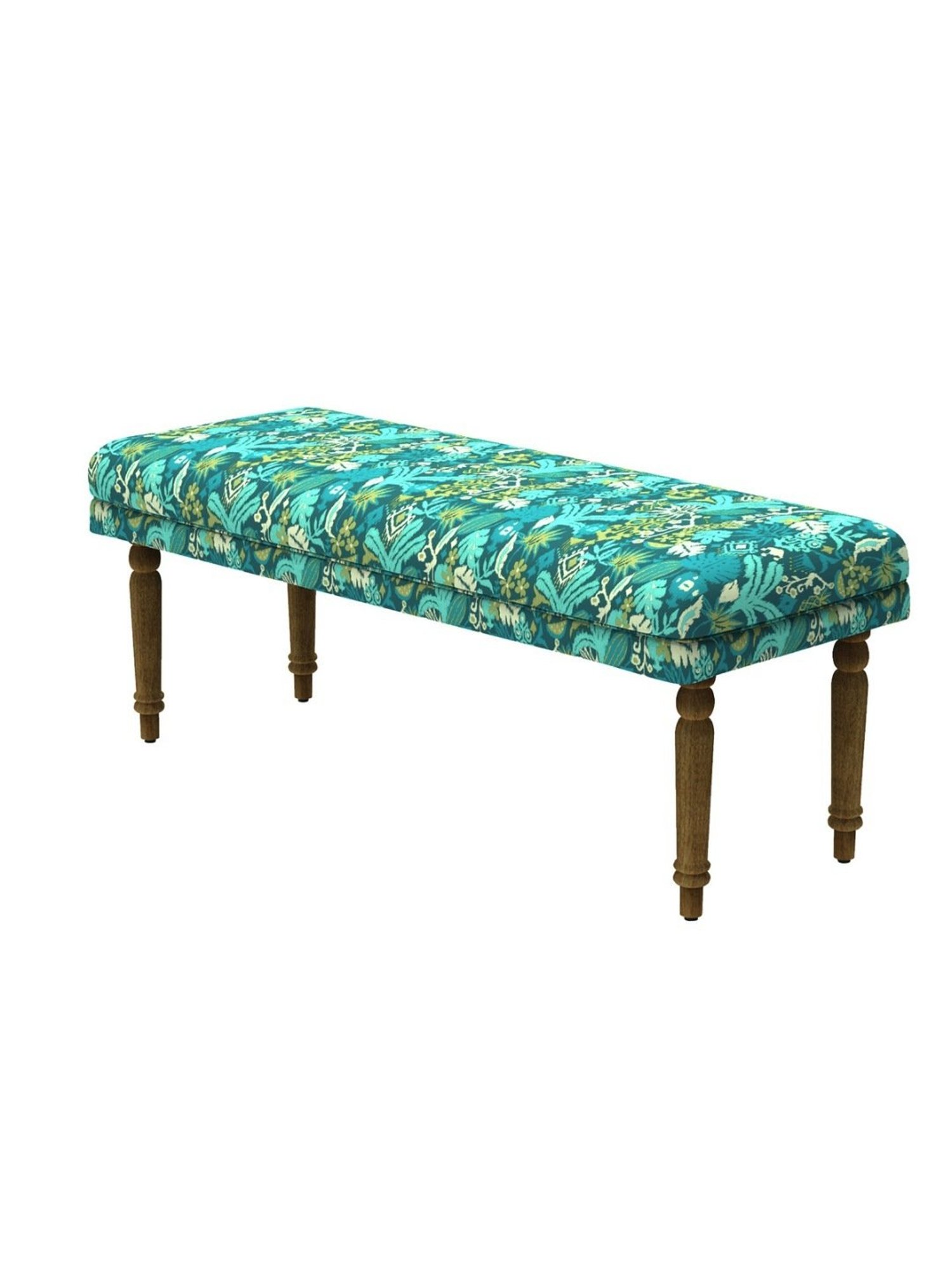 Chumbak Nawaab Tropical Ikat Green Sheesham Wood Bench