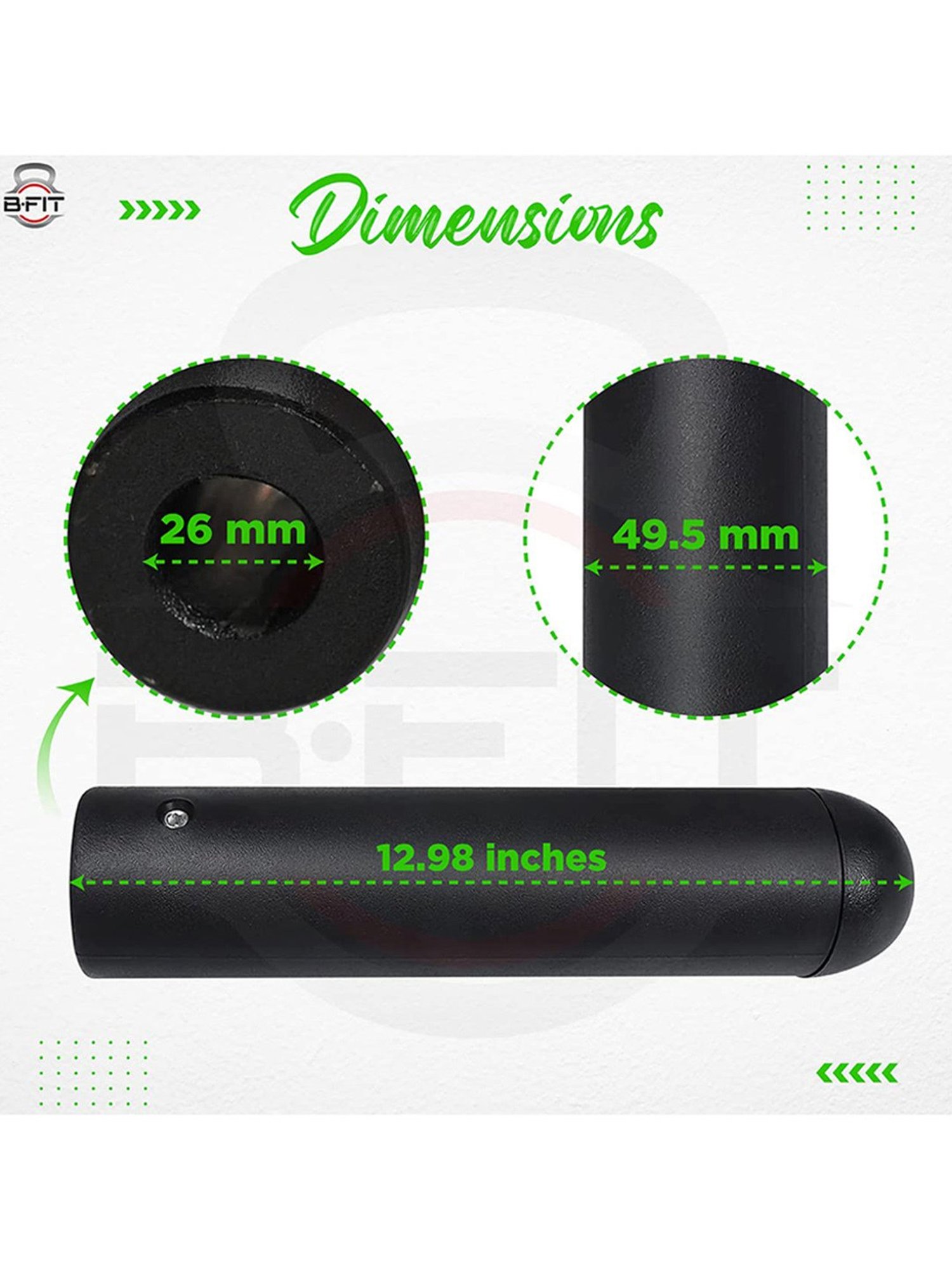 B Fit 2 Piece Nylon Adapter Sleeve 8", Convert 1" Bars or Posts to 2" Olympic Bars (Black)