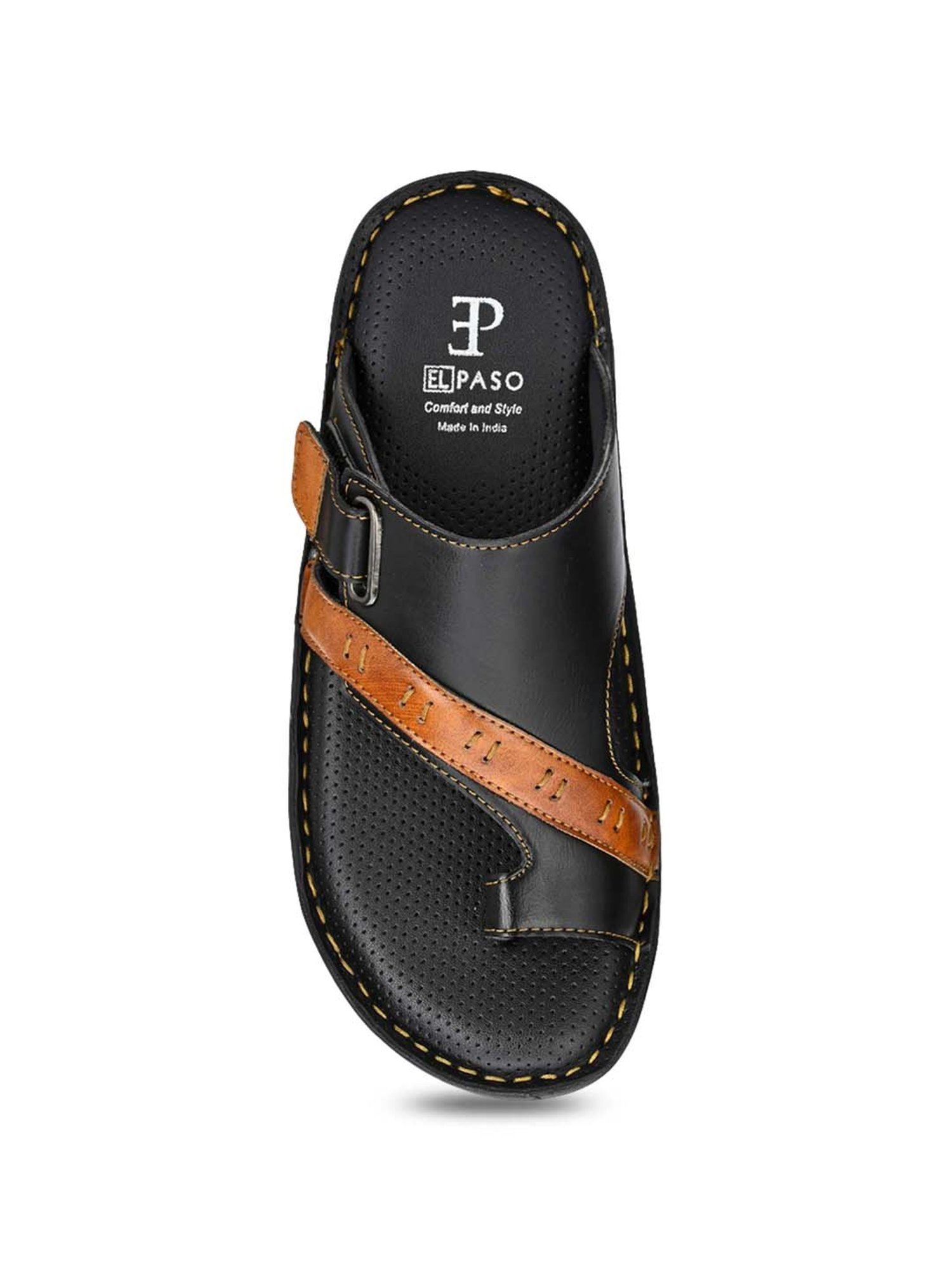 El Paso Men's Black Toe Ring Sandals