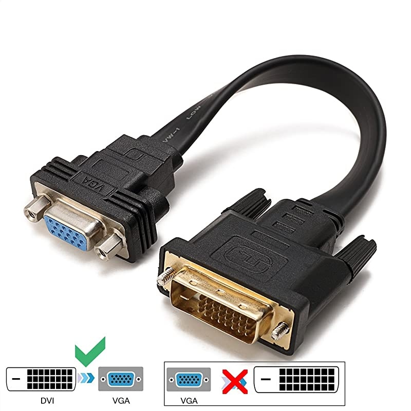 Active DVI-D Dual Link 24+1 Male to VGA VGA Female M/F Video with Flat Cable Adapter Converter