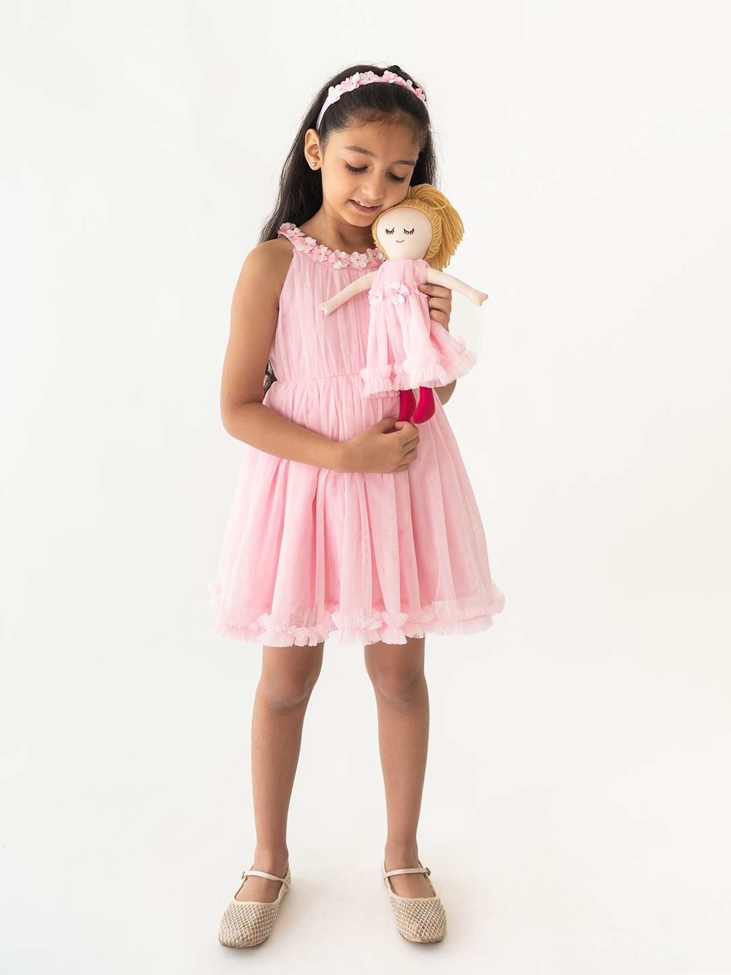 A Little Fable Kids Pink Solid Dress