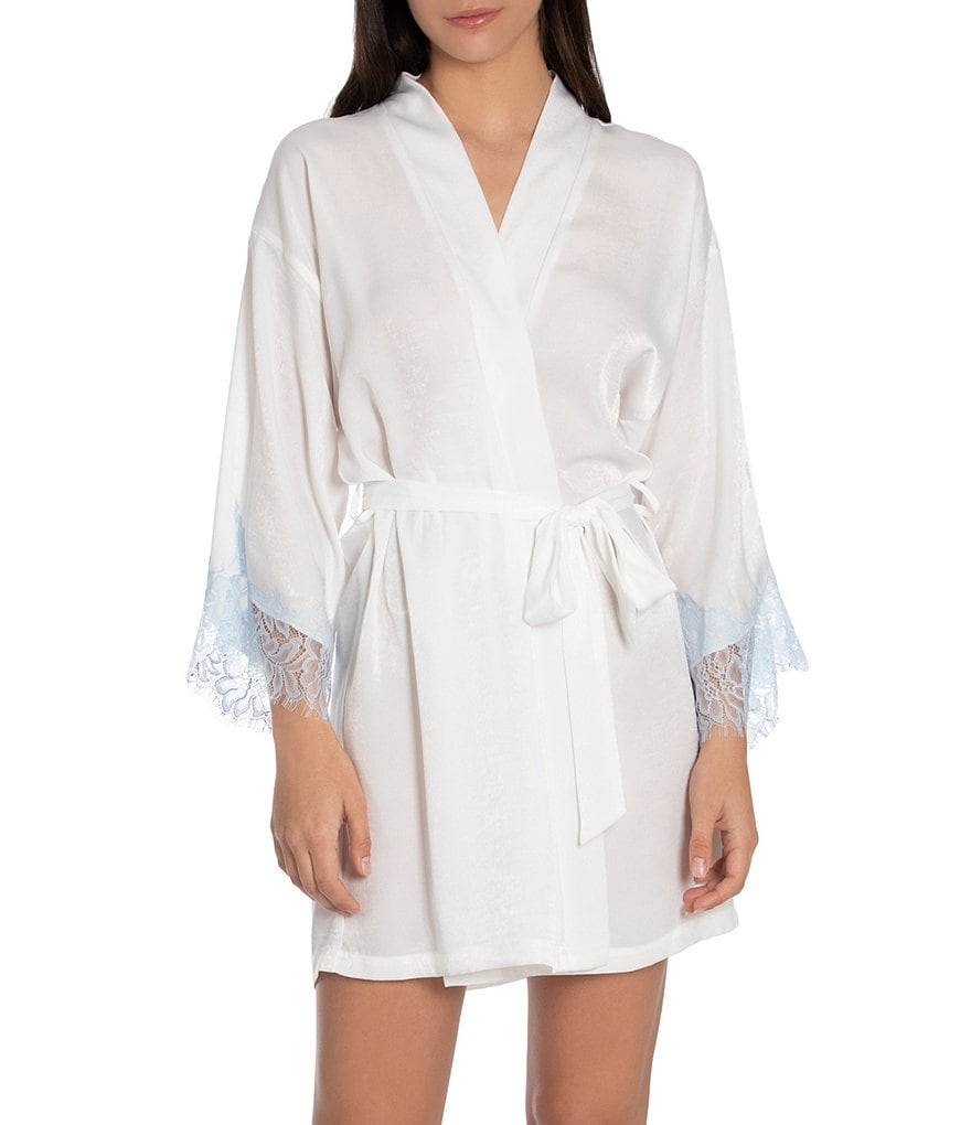 In Bloom by Jonquil Solid Shimmer Satin Short Wrap Robe