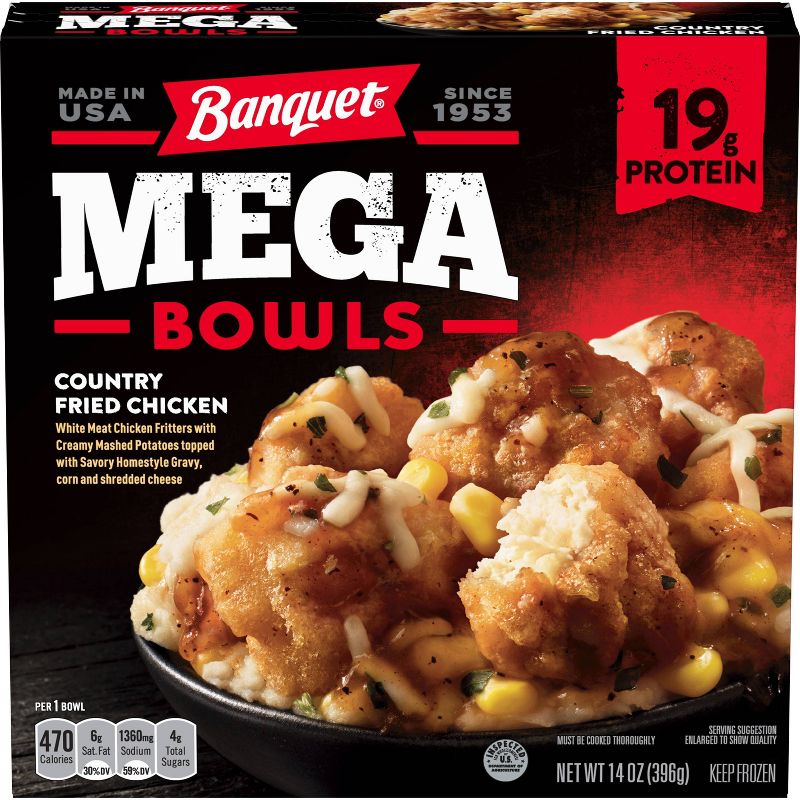 Banquet Mega Bowl Frozen Country Fried Chicken - 14oz