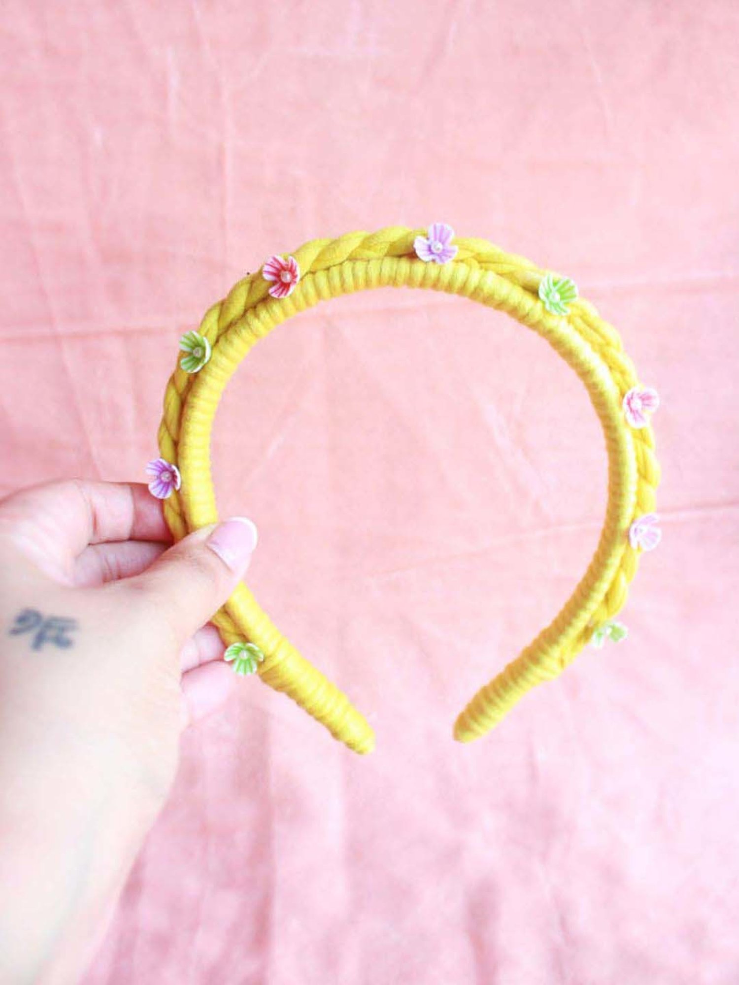 Choko Yellow Embellished Hair Band
