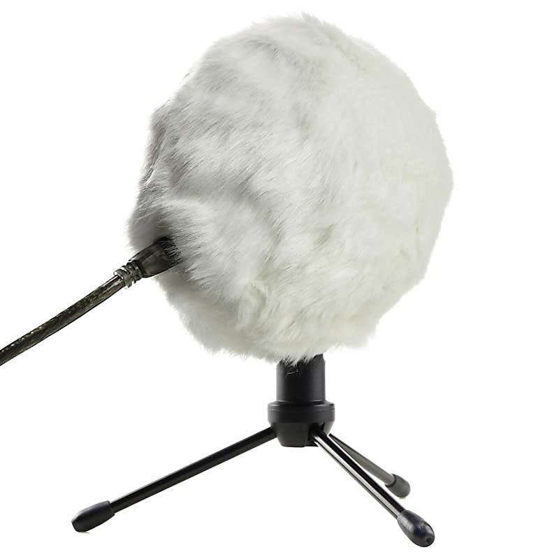 Furry Windscreen Muff - Customized Pop Filter for Microphone, Deadcat Windshield Wind Cover for Improve Blue Snowball iCE Mic Audio Quality (White)