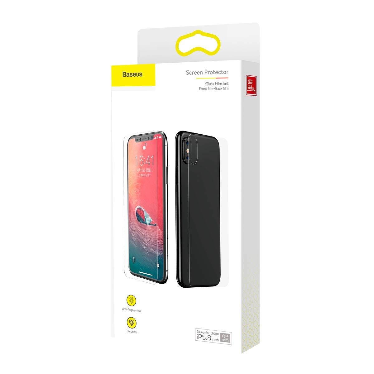 AICase Tempered Glass Front and Back Anti Scratch/Anti-Fingerprint HD Transparent 9H Toughened Glass Film Full Coverage for iPhone XS