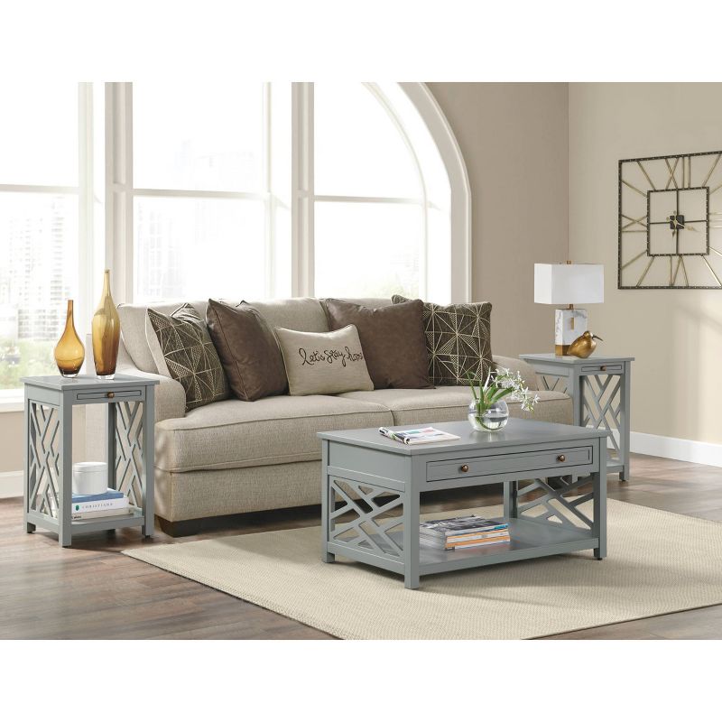 Middlebury Wood End Table with Tray Shelf and Bottom Shelf Gray - Alaterre Furniture